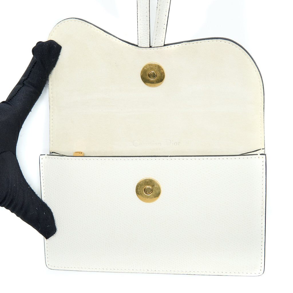 DIOR SADDLE BELT POUCH CALFSKIN WHITE GHW