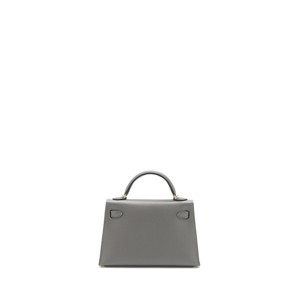 HERMES MINI KELLY EPSOM 0L GRIS MEYER GHW