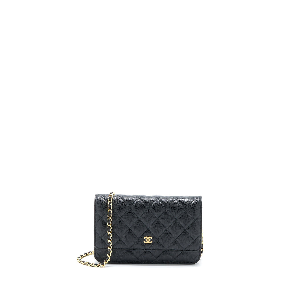 CHANEL CLASSIC WALLET ON CHAIN CAVIAR BLACK GHW (MICROCHIP)