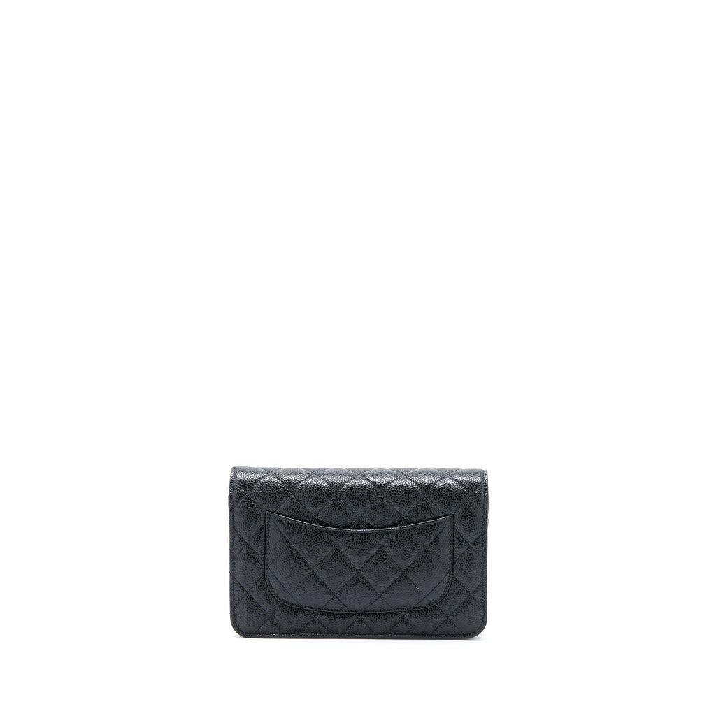 CHANEL CLASSIC WALLET ON CHAIN CAVIAR BLACK GHW (MICROCHIP)