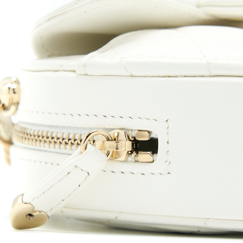 CHANEL SMALL HEART BAG LAMBSKIN WHITE LGHW