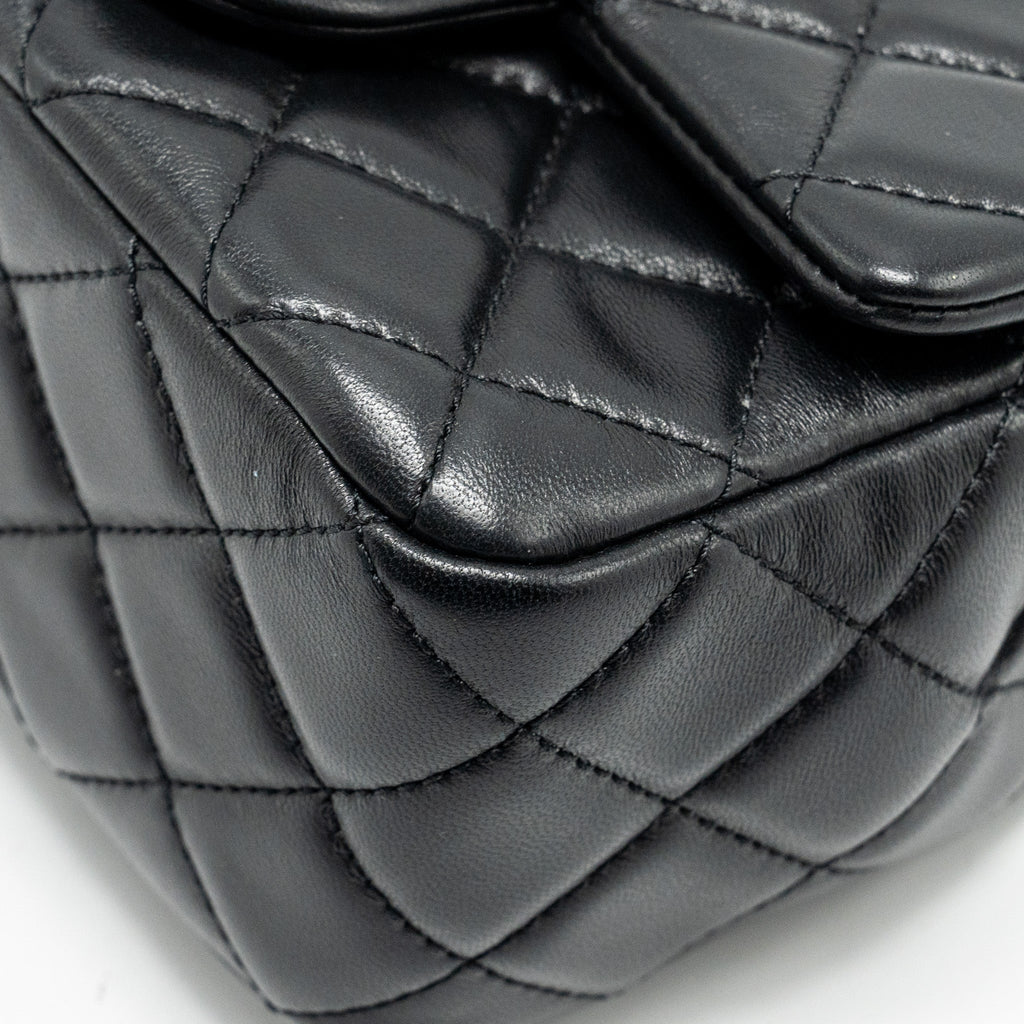 CHANEL PEARL CRUSH MINI SQUARE FLAP BAG LAMBSKIN BLACK GHW (MICROCHIP)