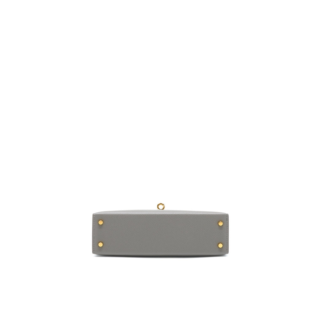 HERMES MINI KELLY EPSOM 0L GRIS MEYER GHW