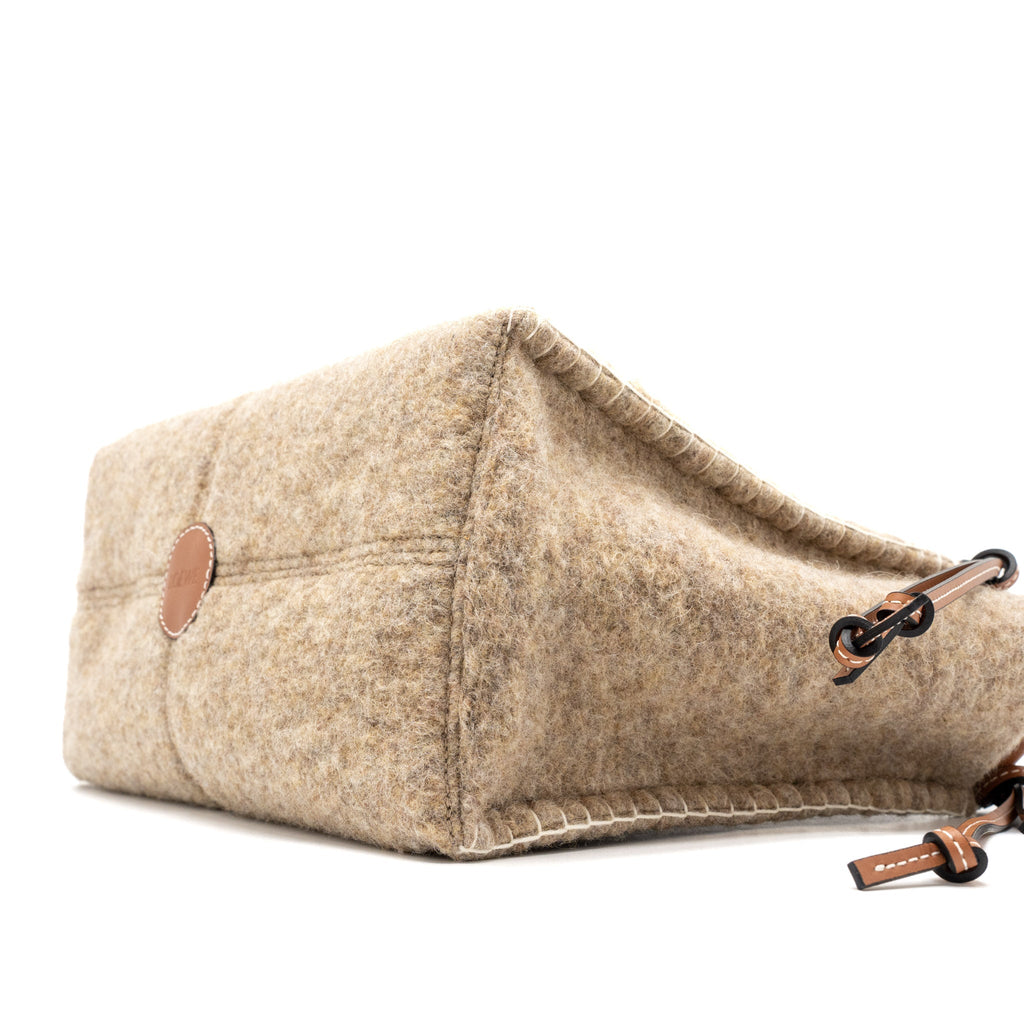 LOEWE CUSHION TOTE BAG FELT/LEATHER CAMEL
