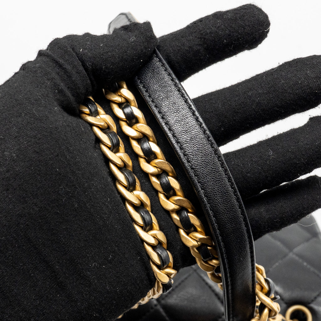 CHANEL SMALL CHAIN IS MORE FLAP BAG LAMBSKIN BLACK GHW