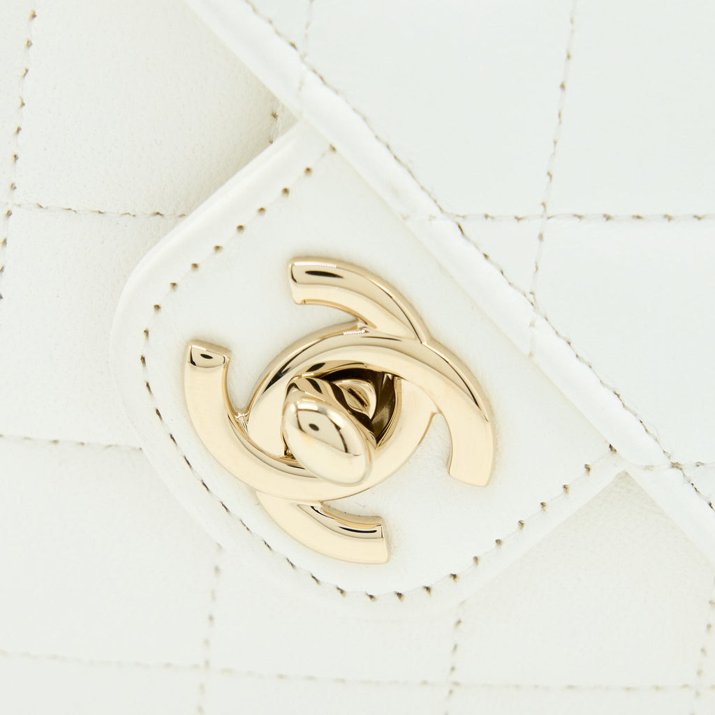 CHANEL SMALL HEART BAG LAMBSKIN WHITE LGHW