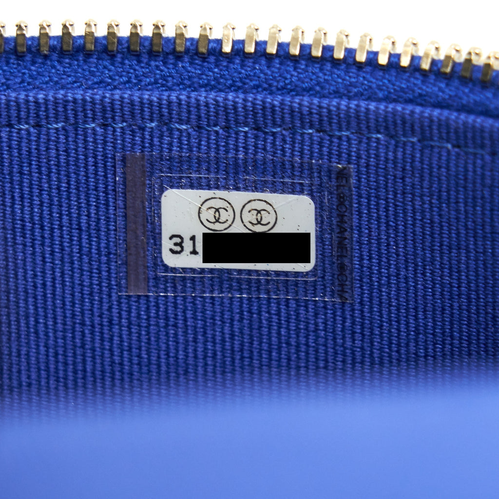 CHANEL 21K MINI TOP HANDLE VANITY WITH CHAIN BLUE LGHW