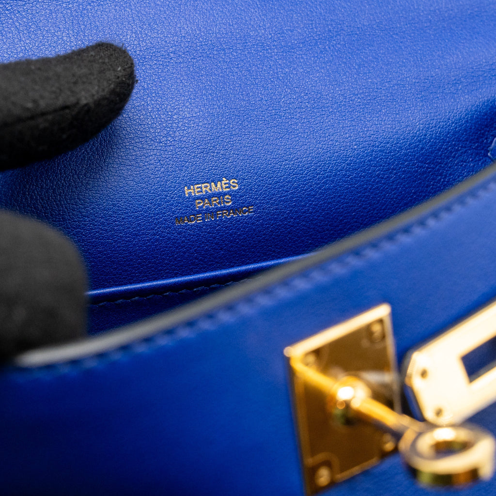 HERMES KELLY POCHETTE SWIFT BLUE ELECTRIC GHW