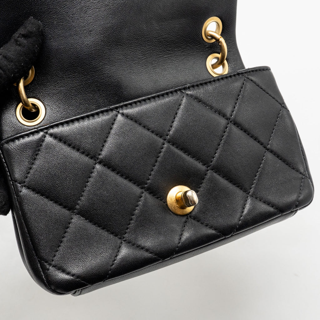 CHANEL SMALL CHAIN IS MORE FLAP BAG LAMBSKIN BLACK GHW