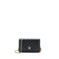 CHANEL PEARL CRUSH WALLET ON CHAIN LAMBSKIN BLACK GHW (MICROCHIP)