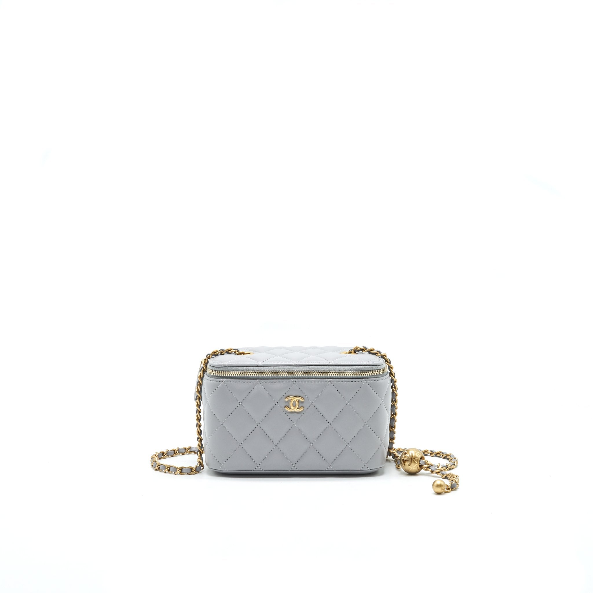 CHANEL 21B PEARL CRUSH LONG VANITY WITH CHAIN LIGHT GREY GHW