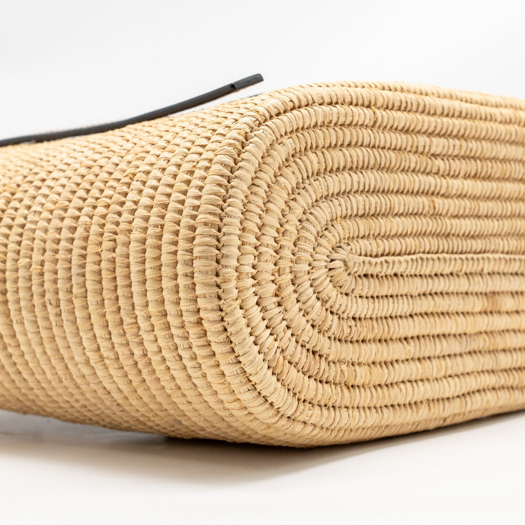 LOEWE SMALL ANAGRAM SQUARE BASKET BAG RAFFIA BROWN/BEIGE