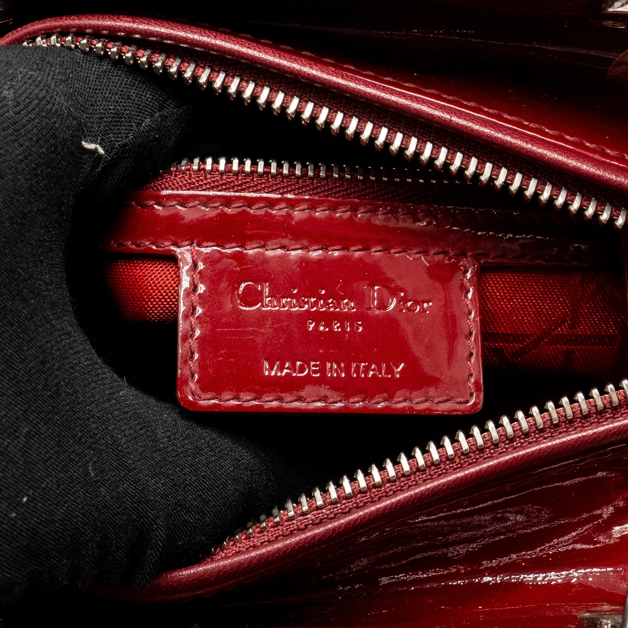DIOR MEDIUM LADY DIOR PATENT RED SHW