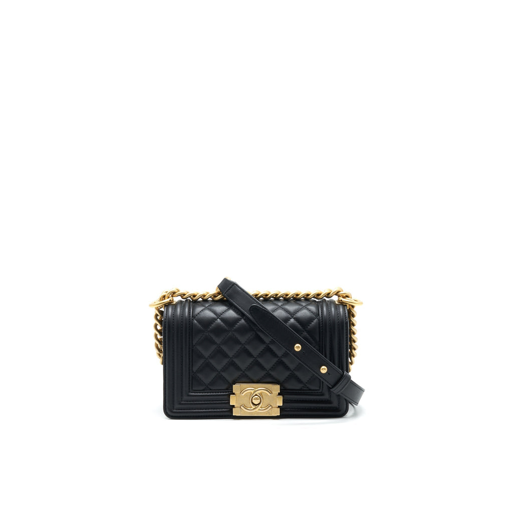 CHANEL SMALL BOY BAG CALFSKIN BLACK WITH GHW SERIAL27