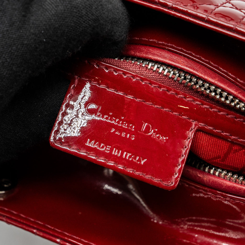 DIOR MEDIUM LADY DIOR PATENT RED SHW