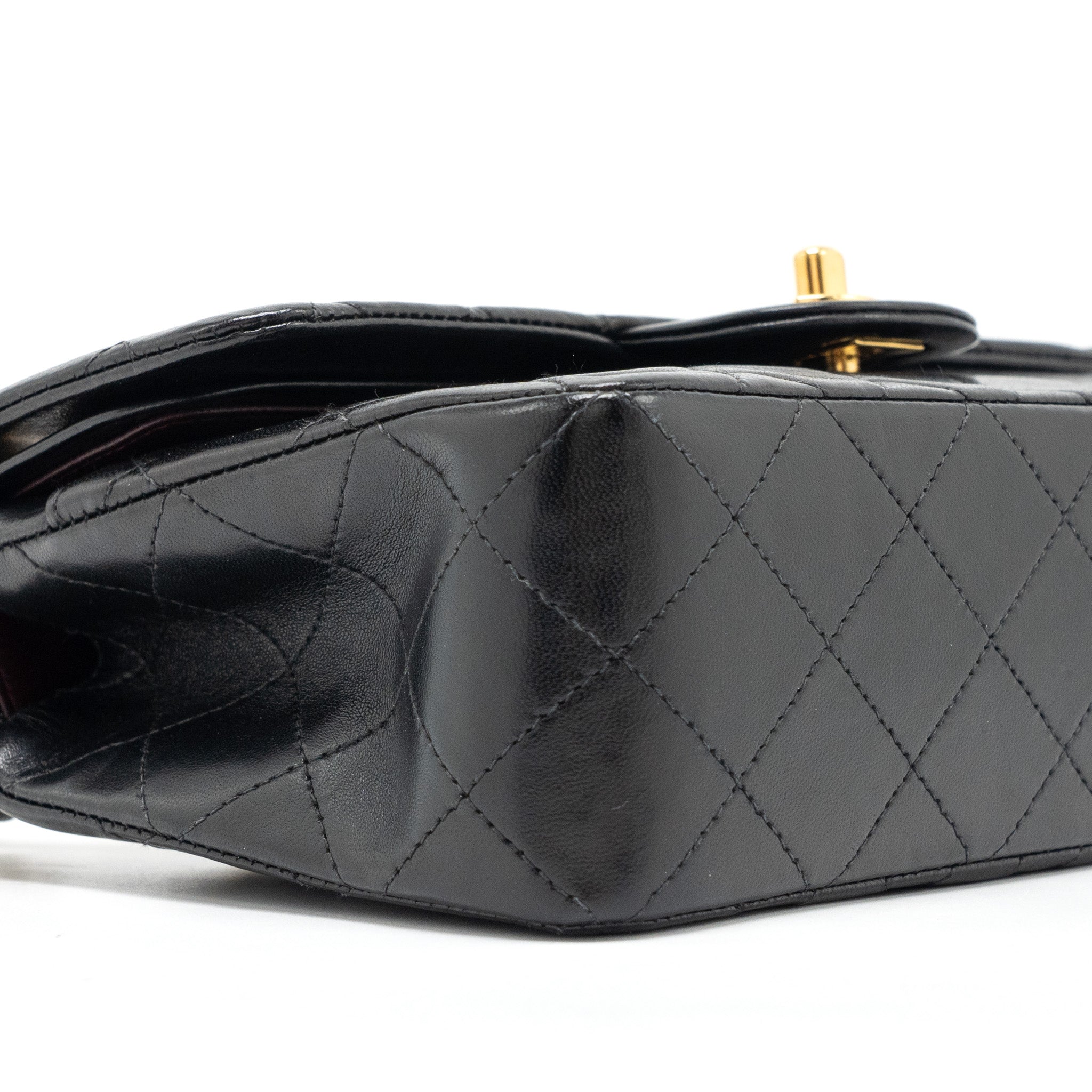 CHANEL VINTAGE SMALL CLASSIC DOUBLE FLAP BAG LAMBSKIN BLACK GHW