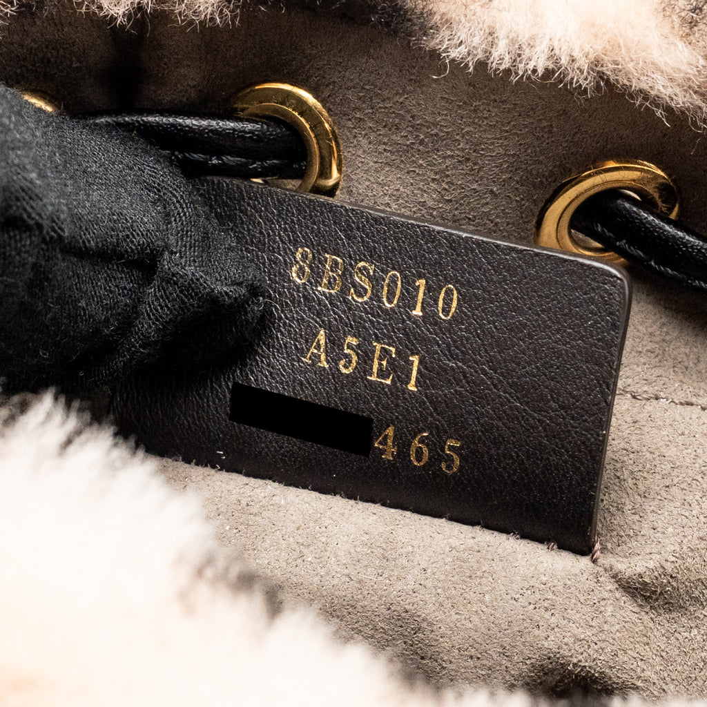 FENDI MON TRESOR BUCKET BAG SHEARLING ZUCCA PINK/BLACK GHW