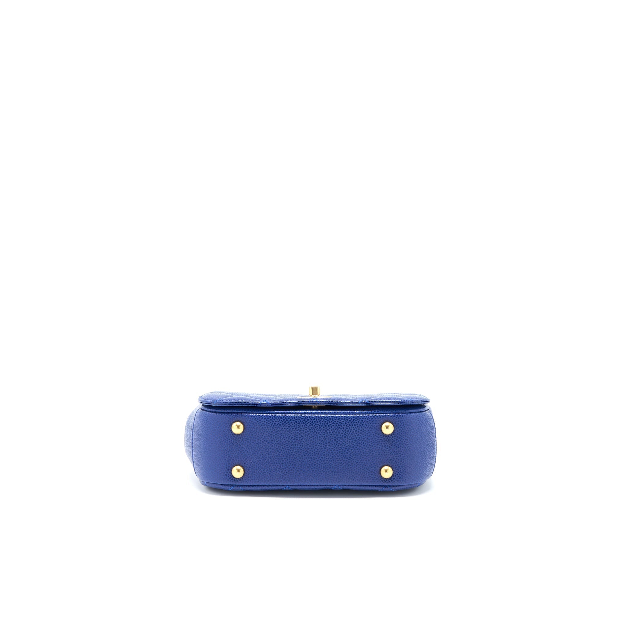 CHANEL TOP HANDLE QUILTED FLAP BAG CAVIAR BLUE GHW