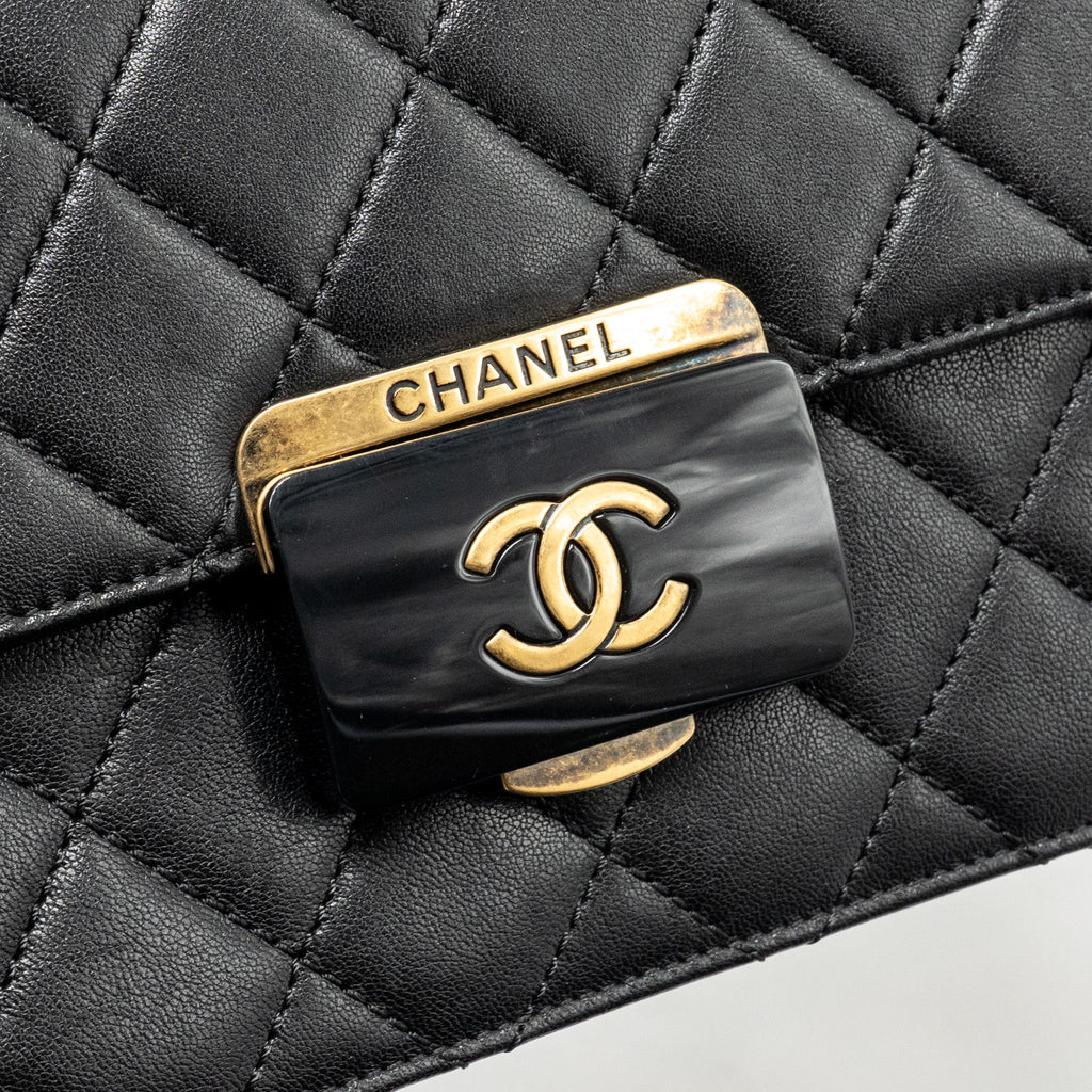CHANEL BEAUTY LOCK FLAP BAG SHEEPSKIN BLACK GHW