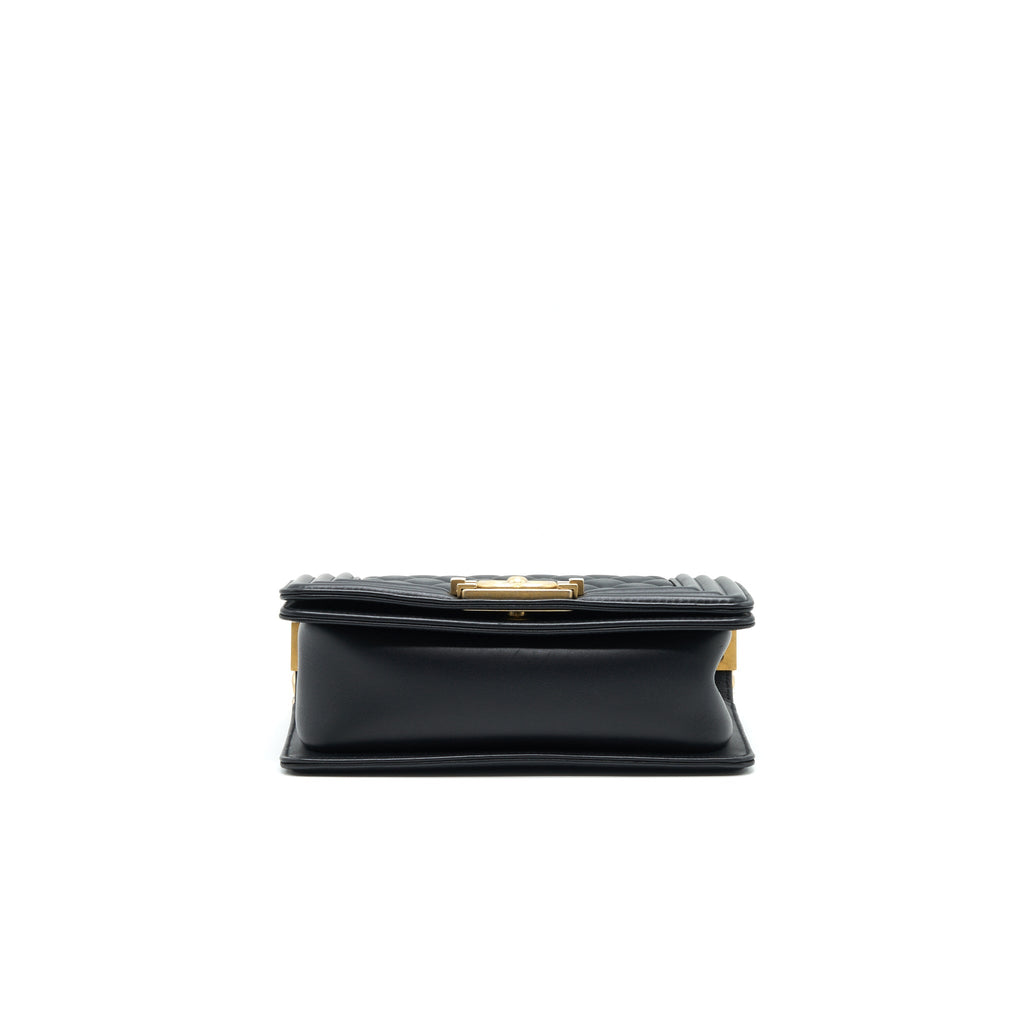 CHANEL SMALL BOY BAG CALFSKIN BLACK WITH GHW SERIAL27
