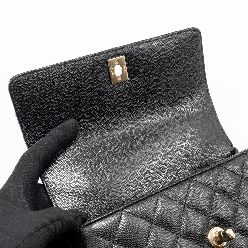 CHANEL SMALL COCO HANDLE CAVIAR BLACK LGHW (MICROCHIP)