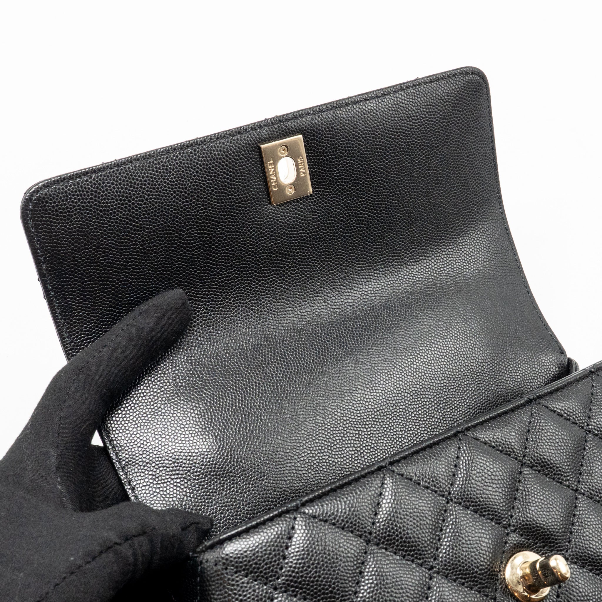 CHANEL SMALL COCO HANDLE CAVIAR BLACK LGHW (MICROCHIP)