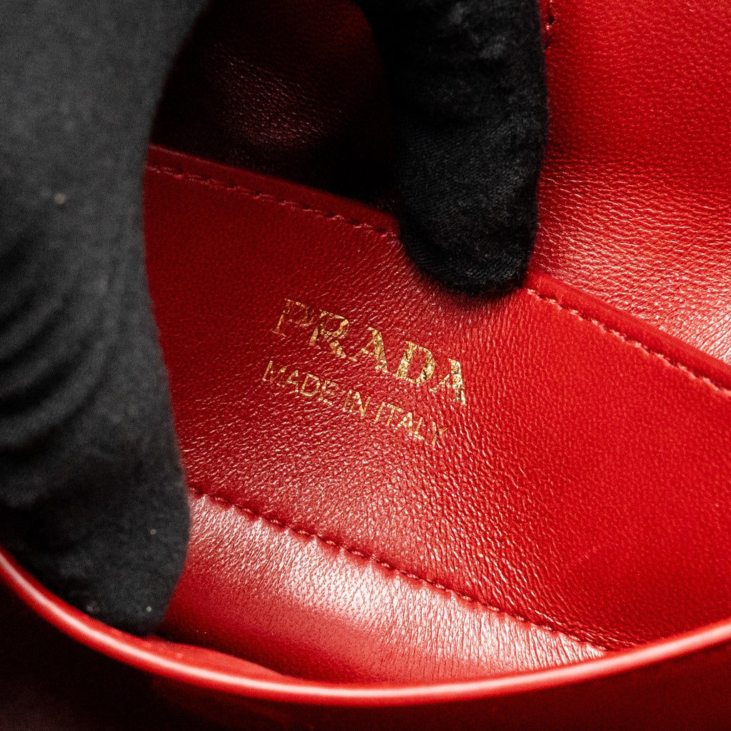 PRADA MEDIUM SAFFIANO CUIR TOTE BAG LEATHER BLACK/FUOCO GHW