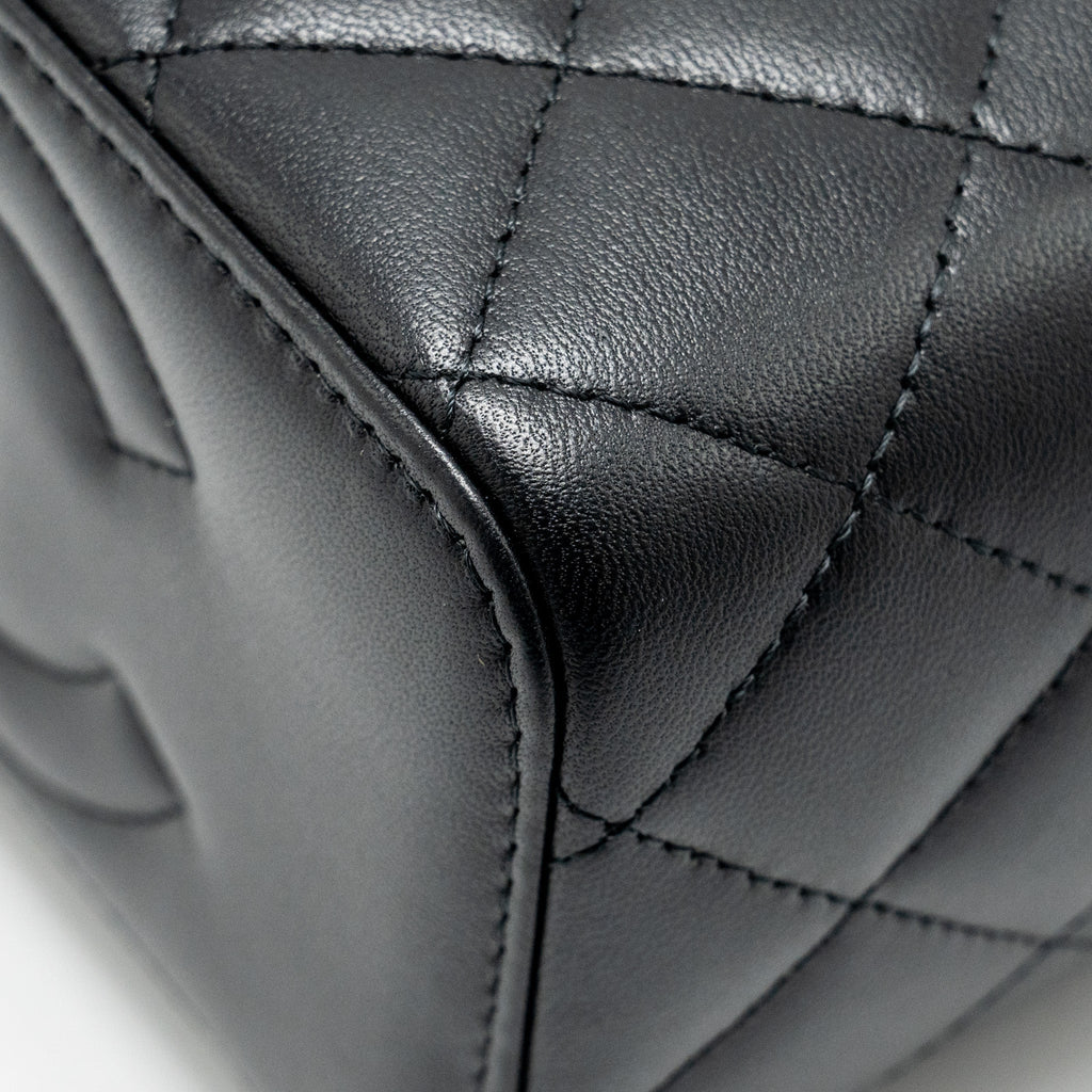 CHANEL TOP HANDLE LONG VANITY CASE LAMBSKIN BLACK SHW (MICROCHIP)
