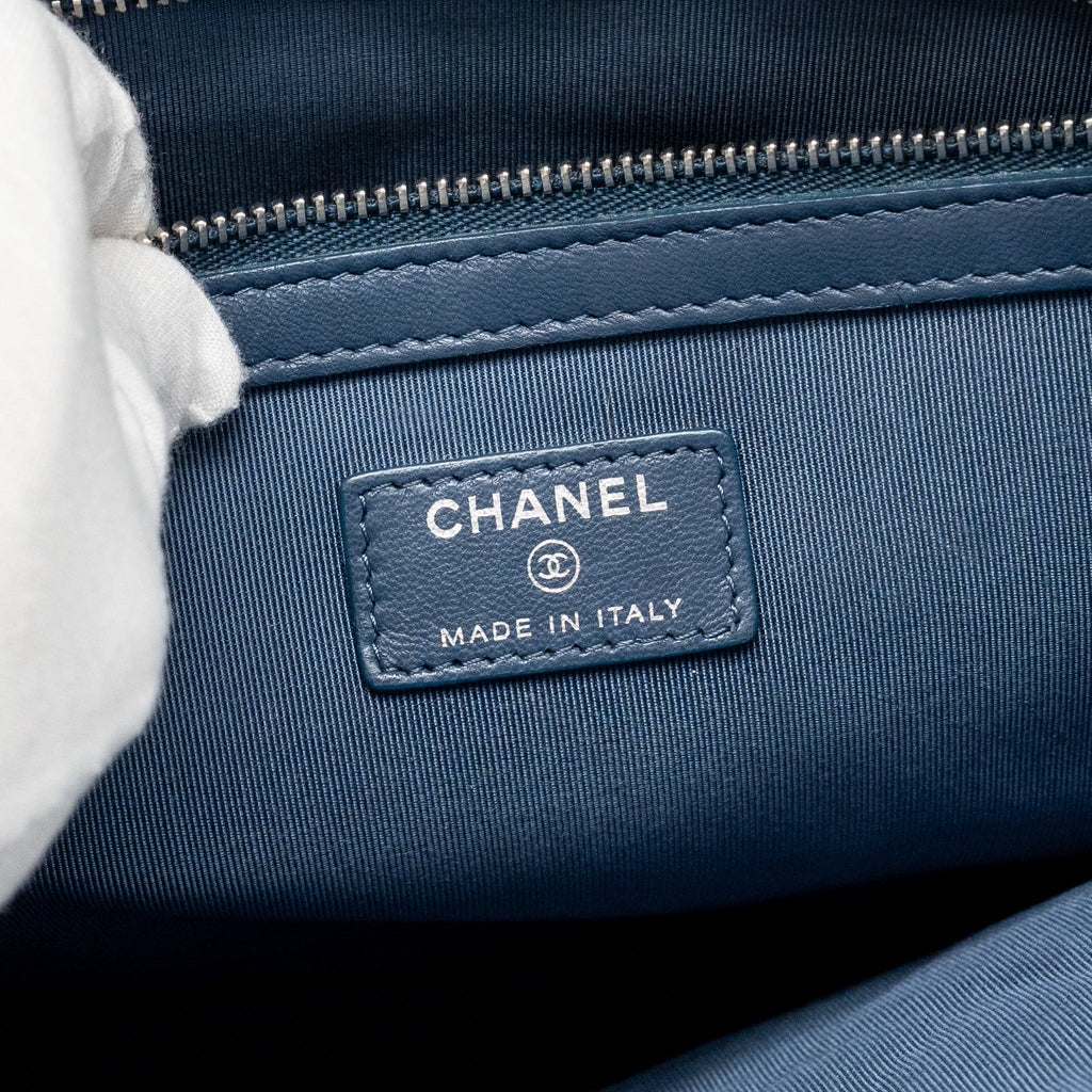 CHANEL CLASSIC QUILTED LARGE CLUTCH BAG LAMBSKIN NAVY SHW