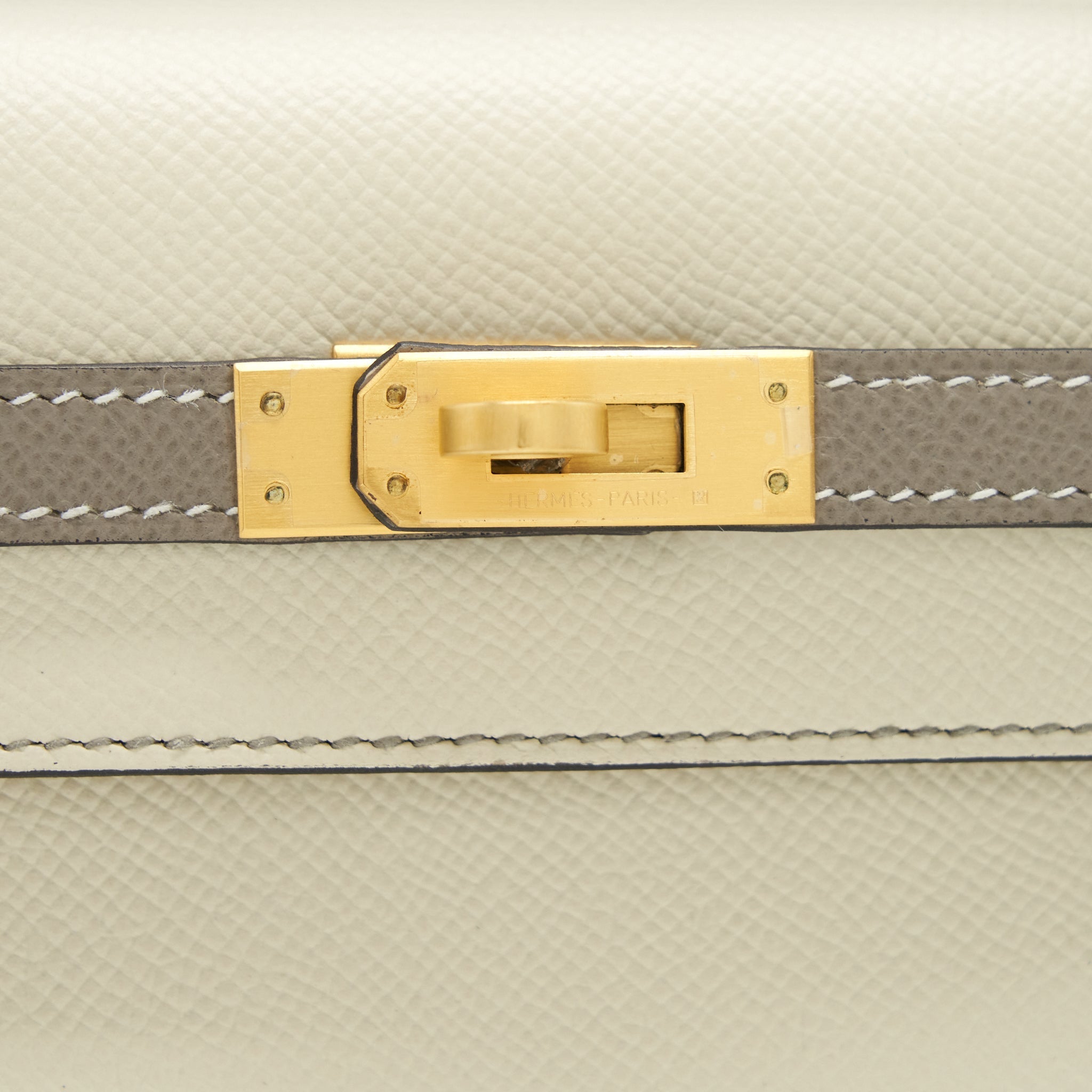 HERMES KELLY 25 SPECIAL ORDER EPSOM CRAIE / GRIS ASPHALT BRUSHED GHW