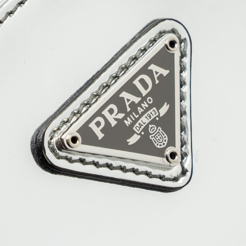 PRADA BORSA A SPALLA CLEO PELLE SPAZZOLATO LEATHER ARGENTO SHW