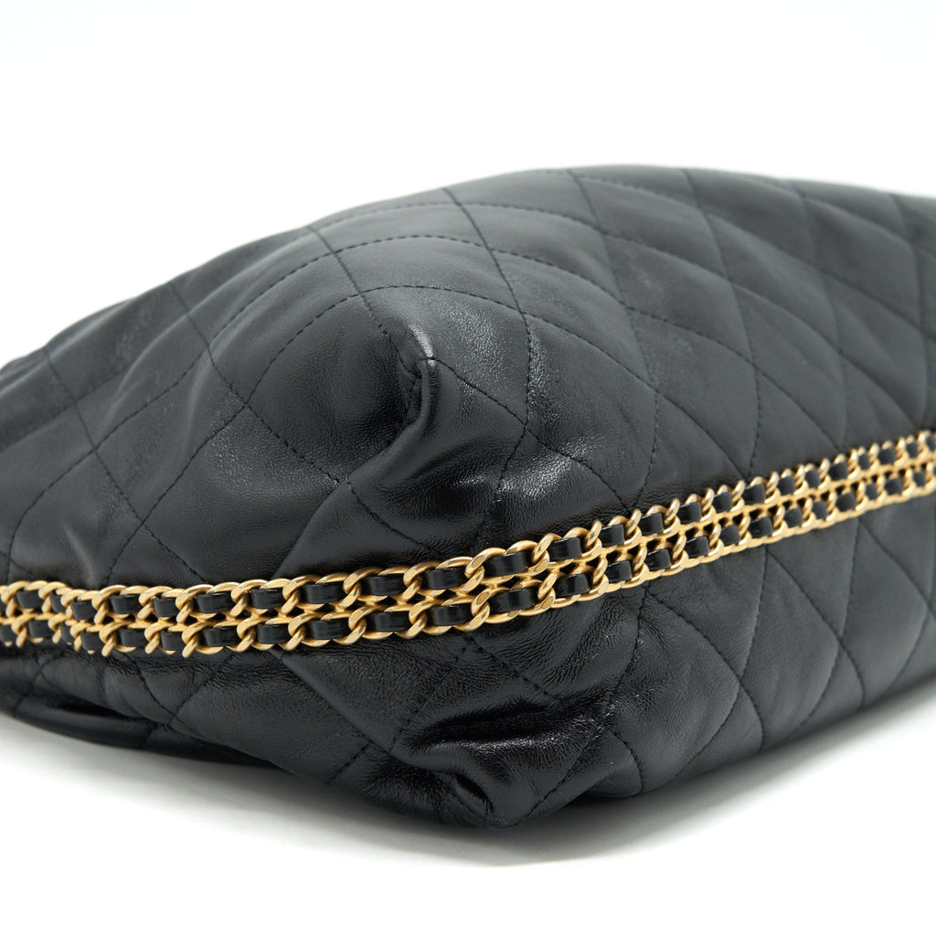 CHANEL QUILTED SHOULDER BAG LAMBSKIN BLACK GHW