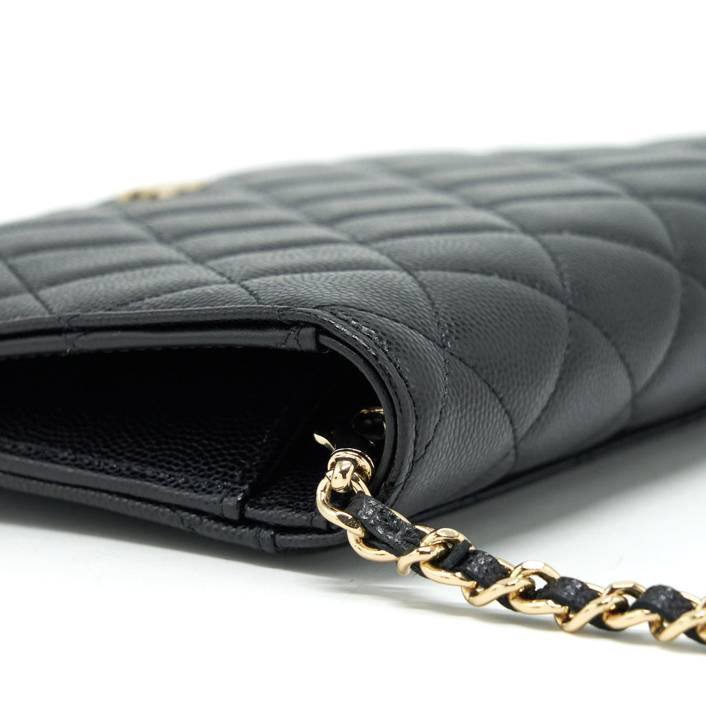 CHANEL 22P 2 IN 1 WALLET ON CHAIN CAVIAR BLACK LGHW