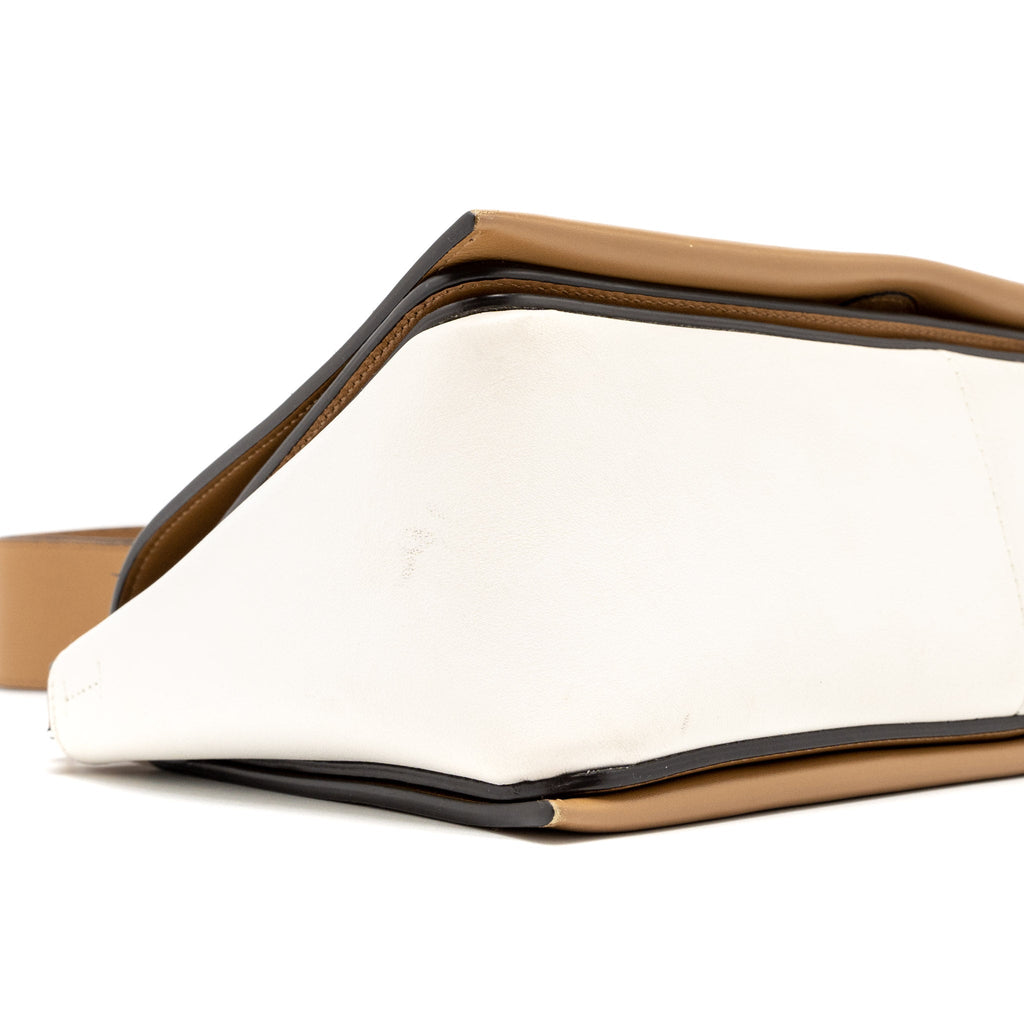 CELINE FRAME BAG CALFSKIN CREAM/BROWN BRUSHED GHW