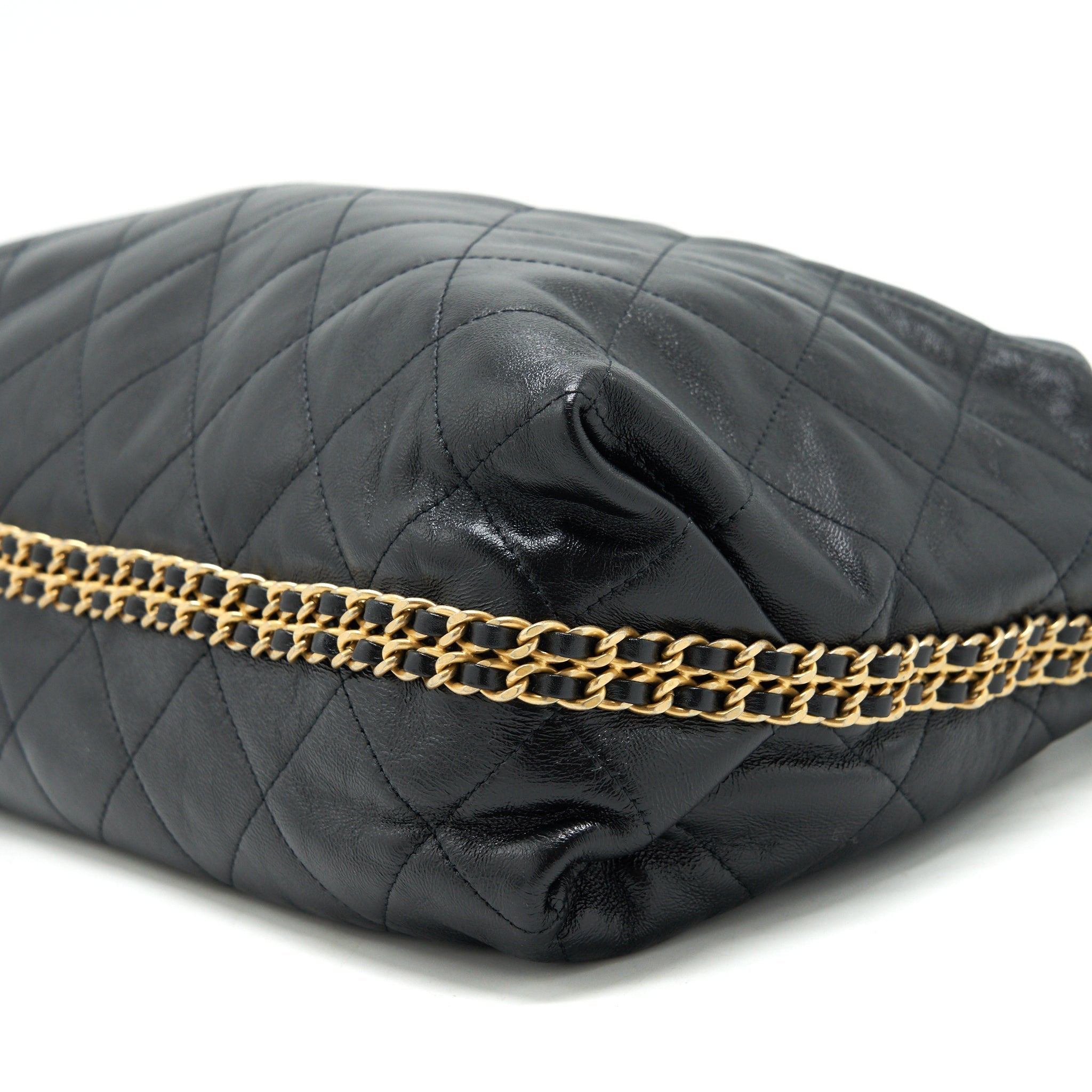 CHANEL QUILTED SHOULDER BAG LAMBSKIN BLACK GHW