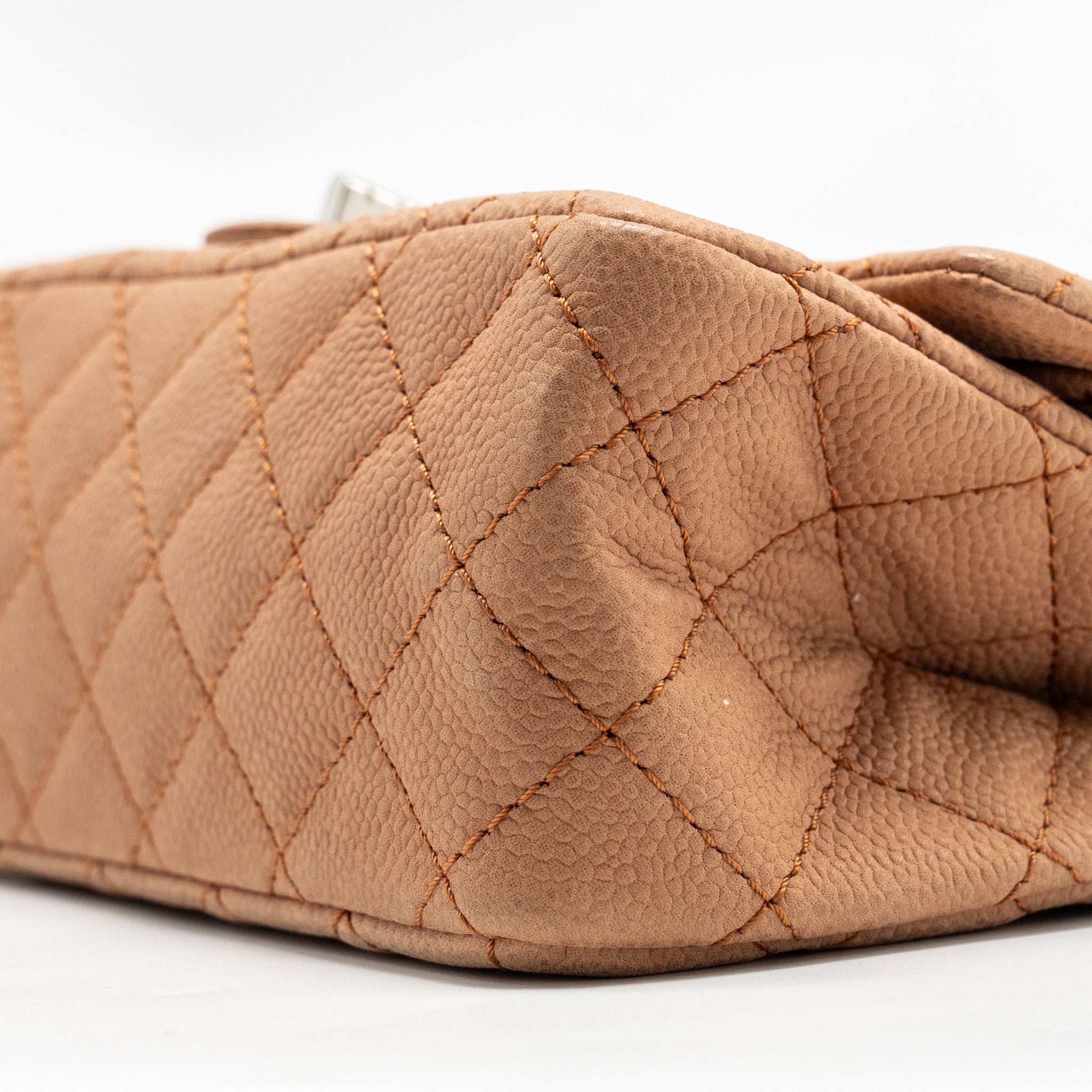 CHANEL SMALL 2.55 REISSUE FLAP BAG GRAINED CALFSKIN LIGHT BROWN SHW
