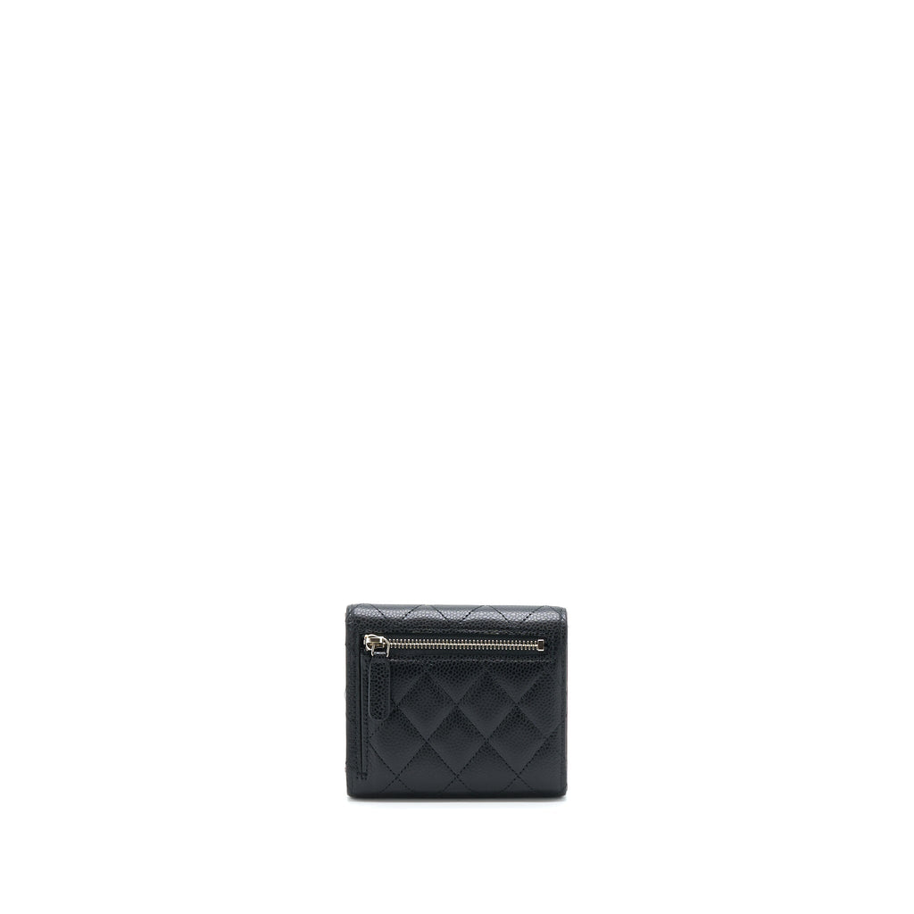 CHANEL CLASSIC SMALL COMPACT WALLET CAVIAR BLACK SHW