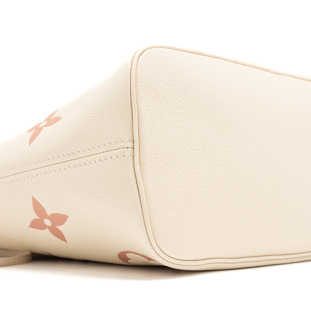 LOUIS VUITTON NEVERFULL MM MONOGRAM EMPREINTE CRÈME/ROSE TRIANON GHW