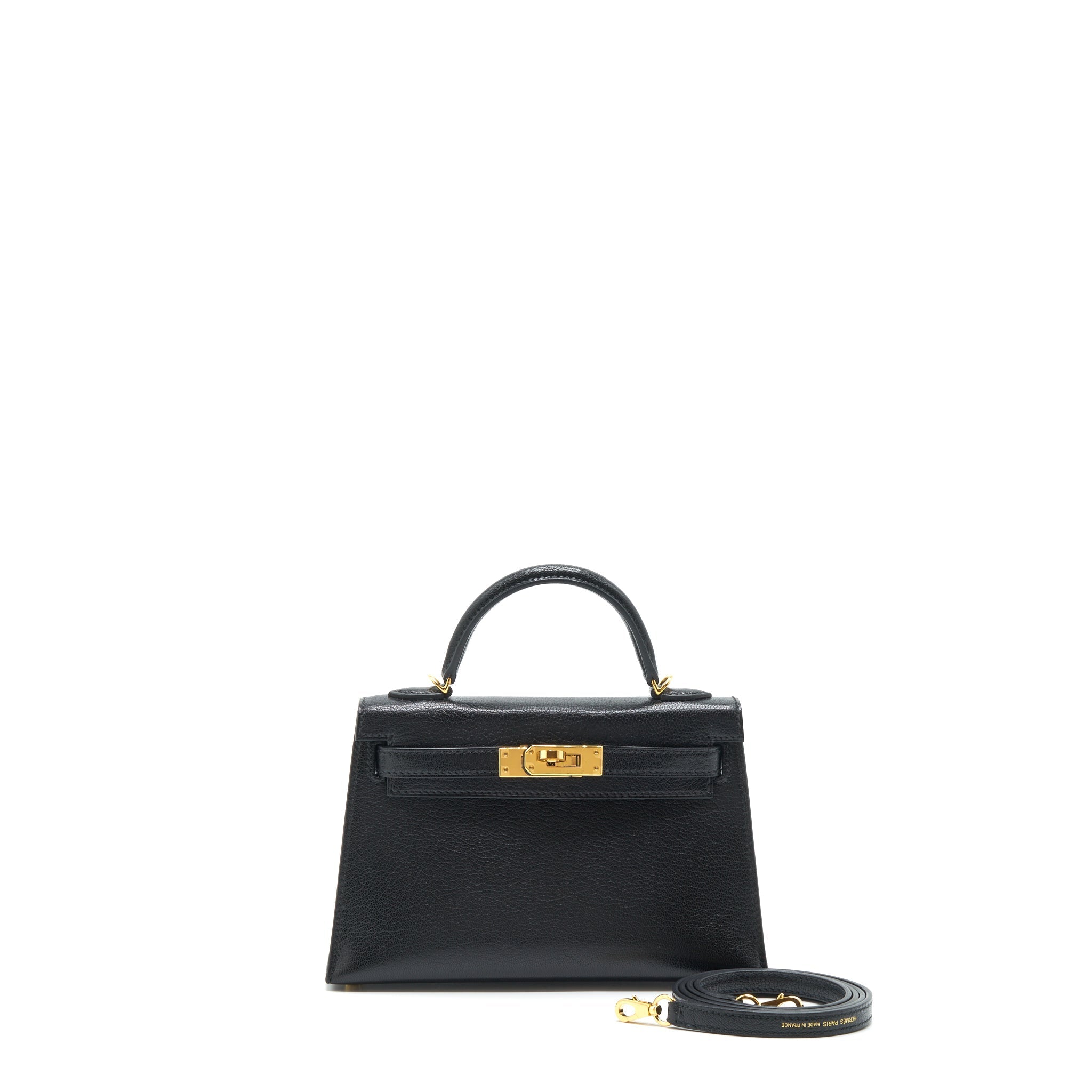 HERMES MINI KELLY 20CM CHÈVRE CHAMKILA BLACK GHW