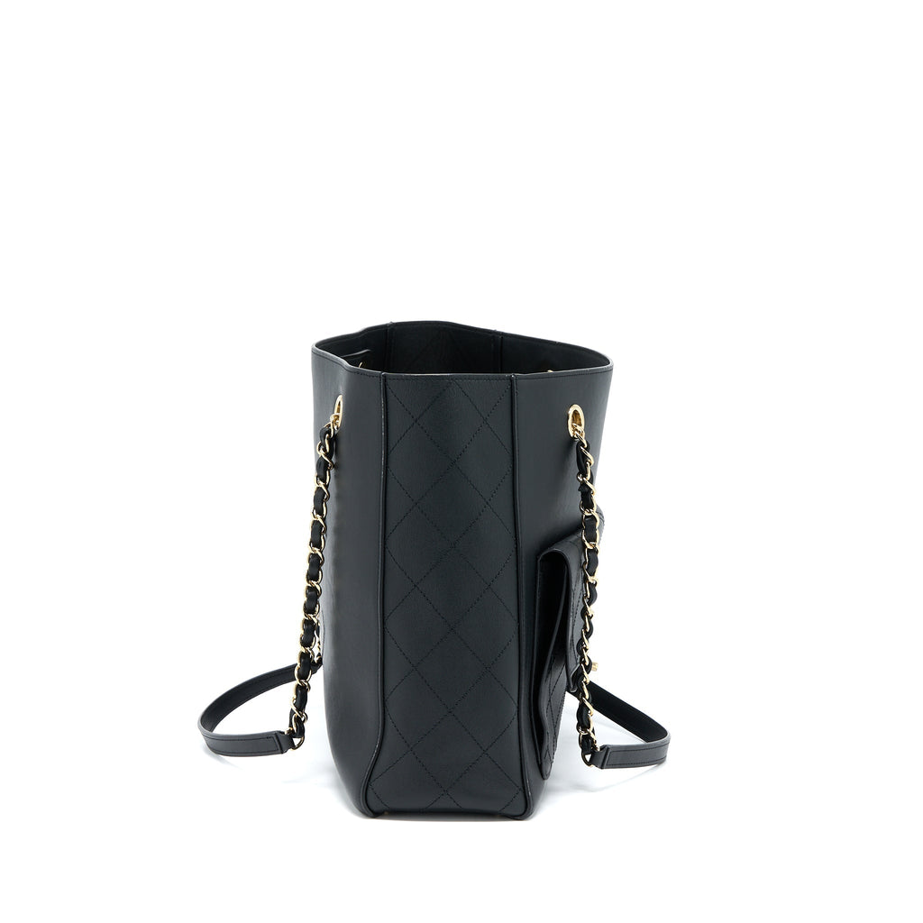 CHANEL TOTE BAG LAMBSKIN BLACK LGHW