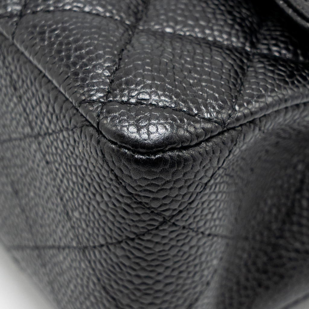 CHANEL MEDIUM CLASSIC DOUBLE FLAP BAG CAVIAR BLACK SHW