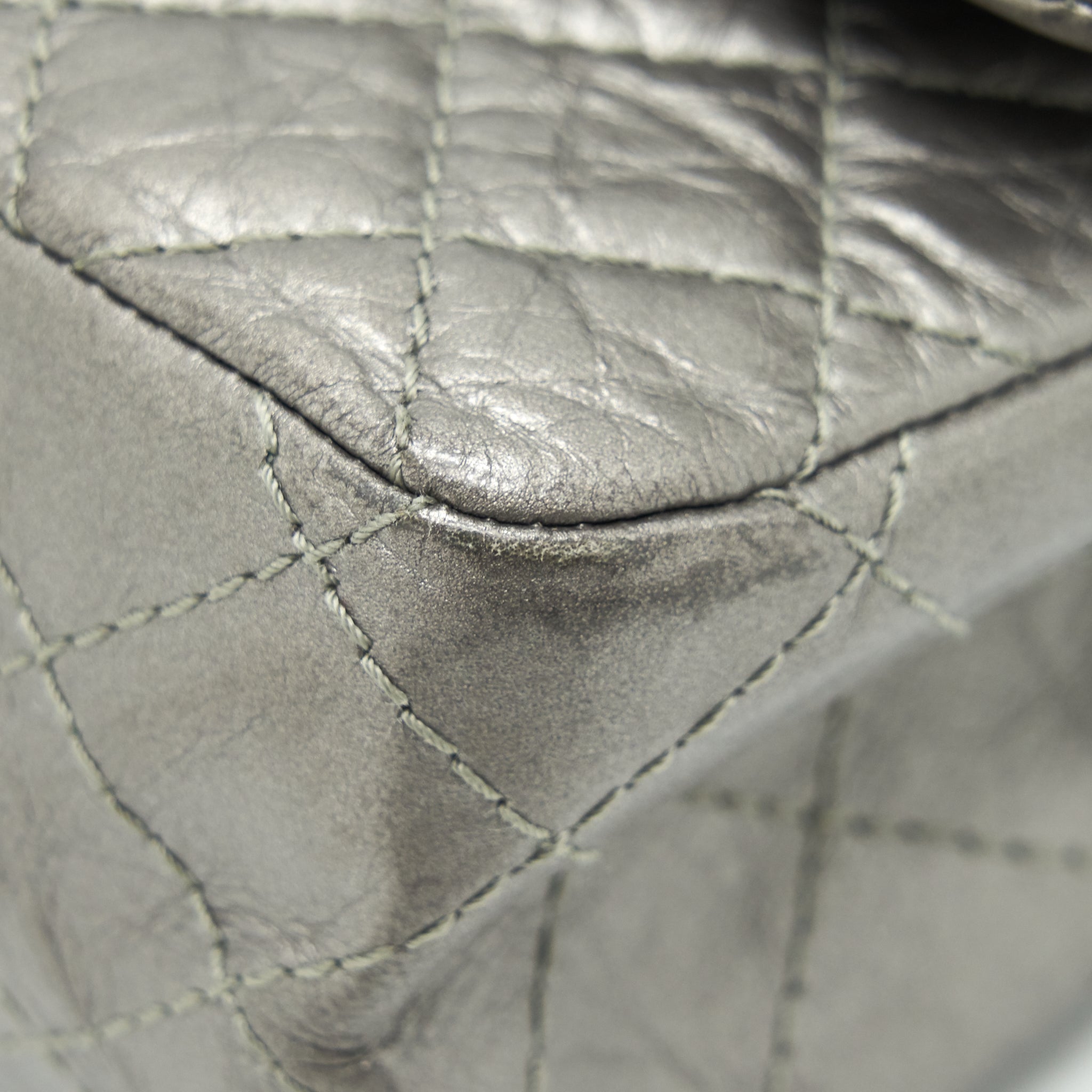 CHANEL SMALL REISSUE 2.55 225 DOUBLE FLAP BAG SILVER GREY
