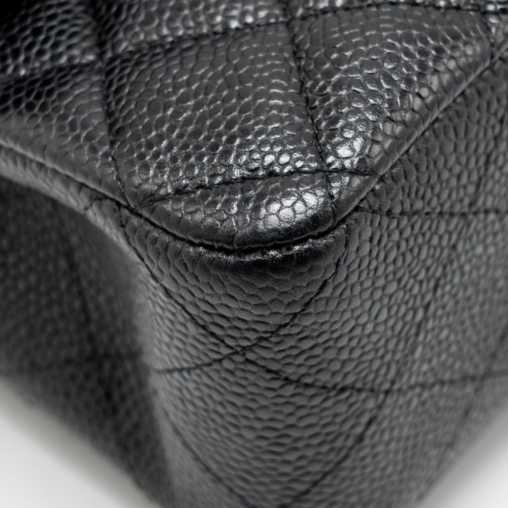 CHANEL MEDIUM CLASSIC DOUBLE FLAP BAG CAVIAR BLACK SHW