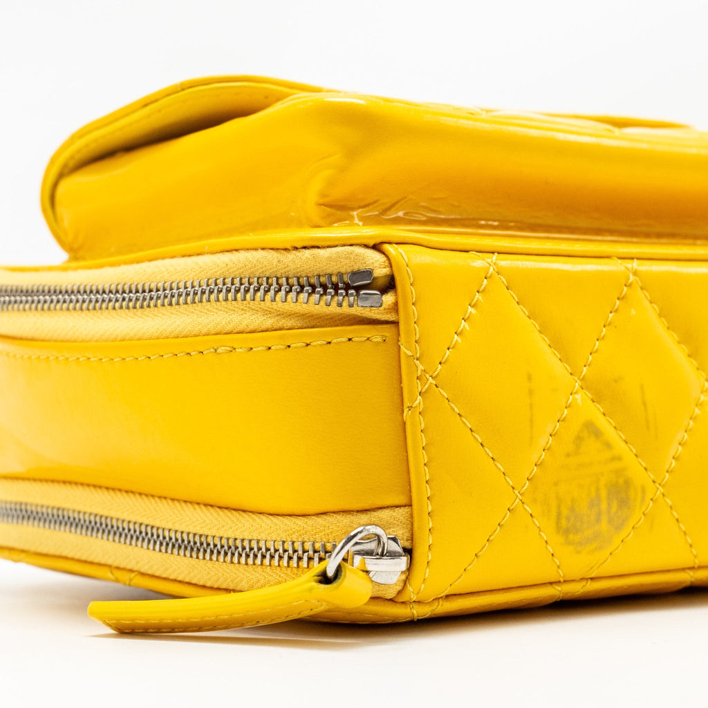 CHANEL POCKET BOX CAMERA BAG PATENT YELLOW SHW