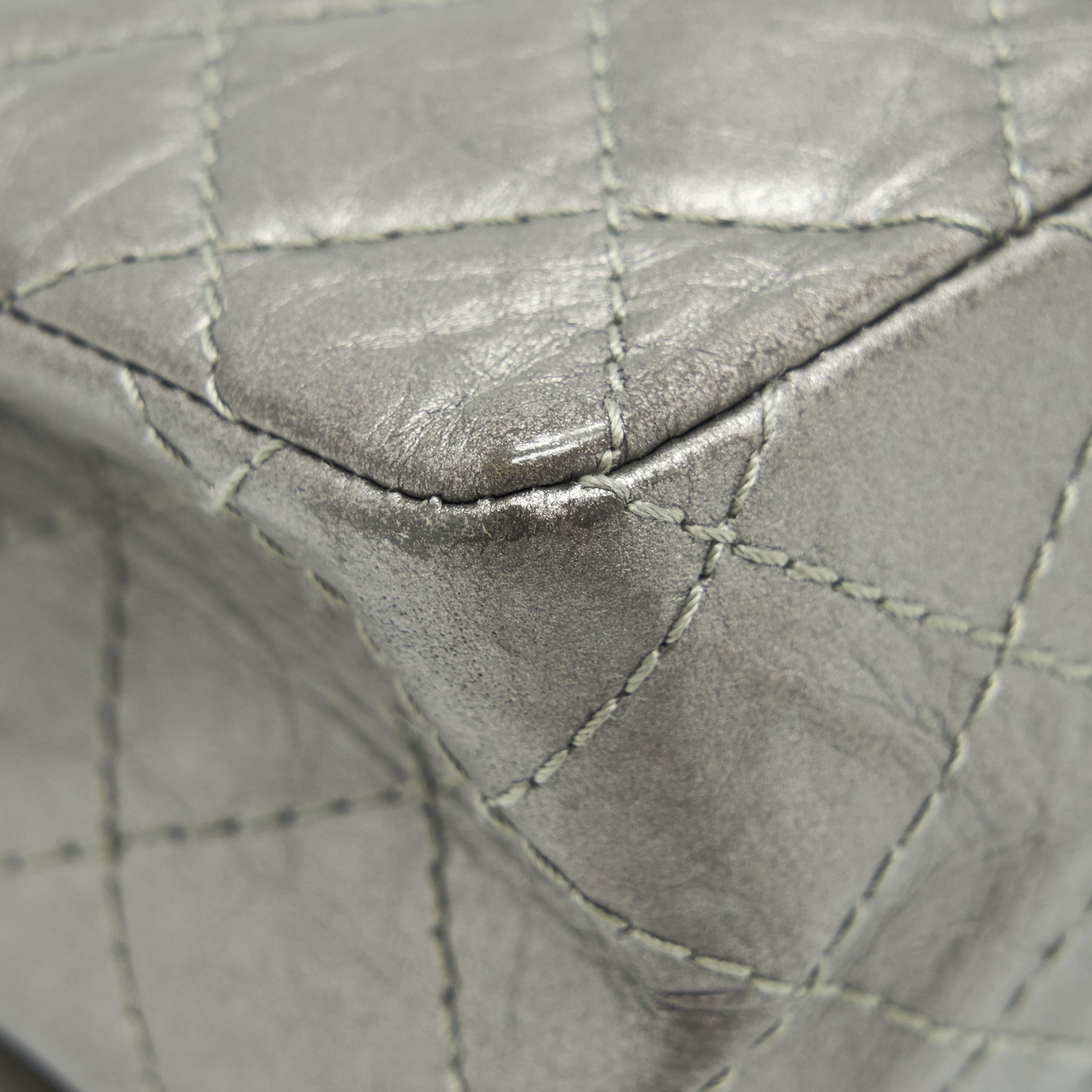 CHANEL SMALL REISSUE 2.55 225 DOUBLE FLAP BAG SILVER GREY