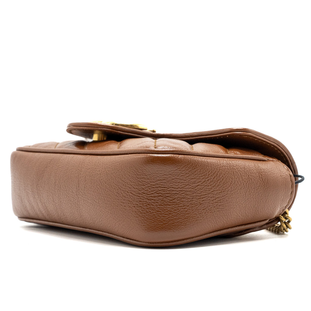 GUCCI SUPER MINI GG MARMONT CALFSKIN CARAMEL GHW