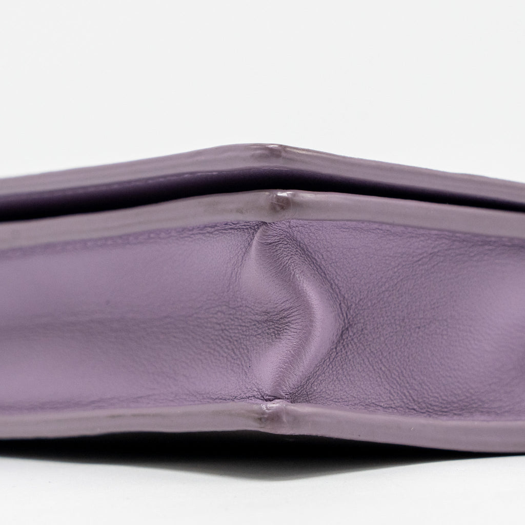 BOTTEGA VENETA INTRECCIATO WALLET ON CHAIN LEATHER PURPLE/GREY GHW