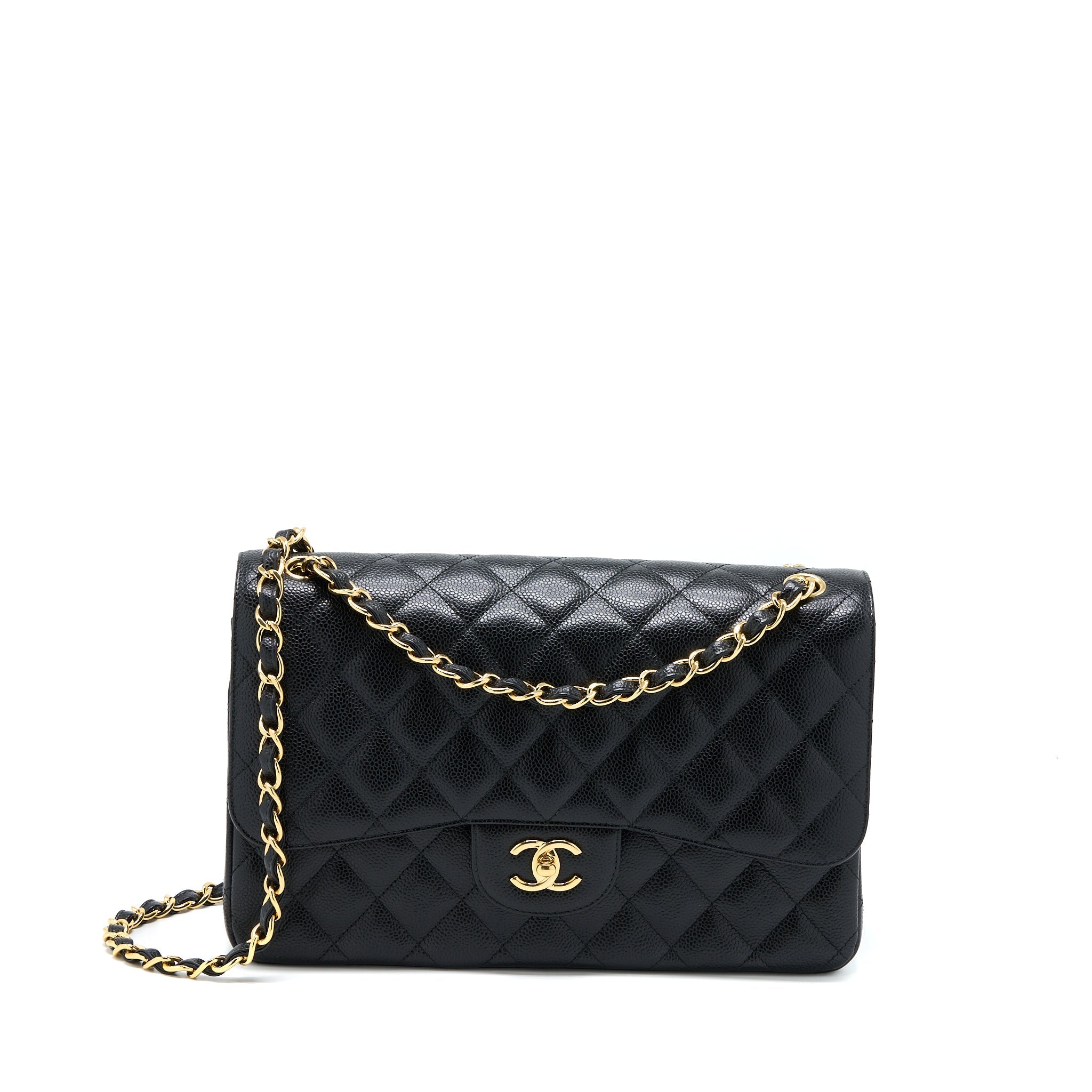 CHANEL JUMBO CLASSIC DOUBLE FLAP BAG CAVIAR BLACK GHW