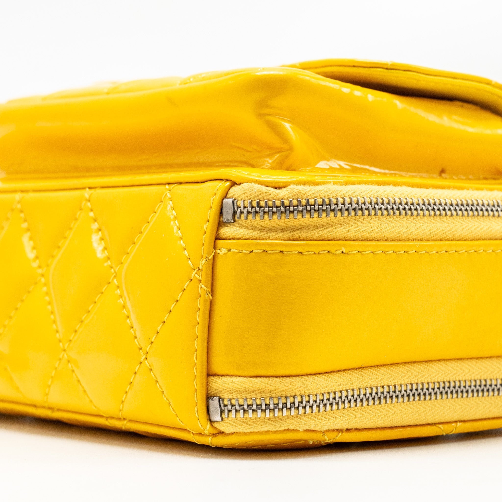 CHANEL POCKET BOX CAMERA BAG PATENT YELLOW SHW