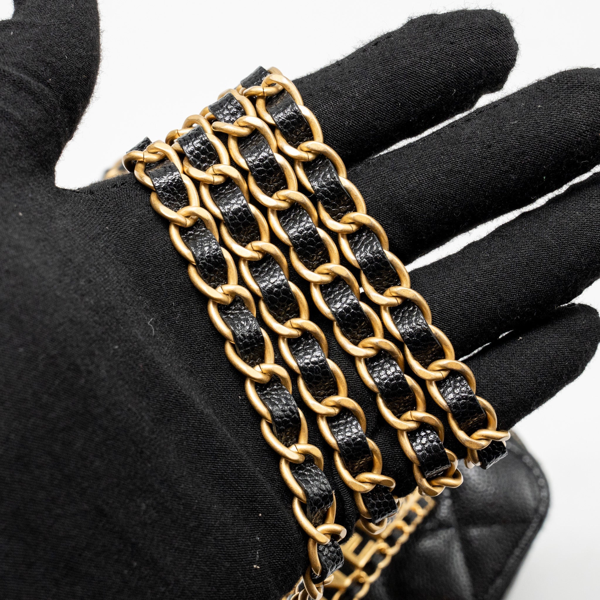 CHANEL LETTER TOP HANDLE LONG VANITY WITH CHAIN CAVIAR BLACK GHW